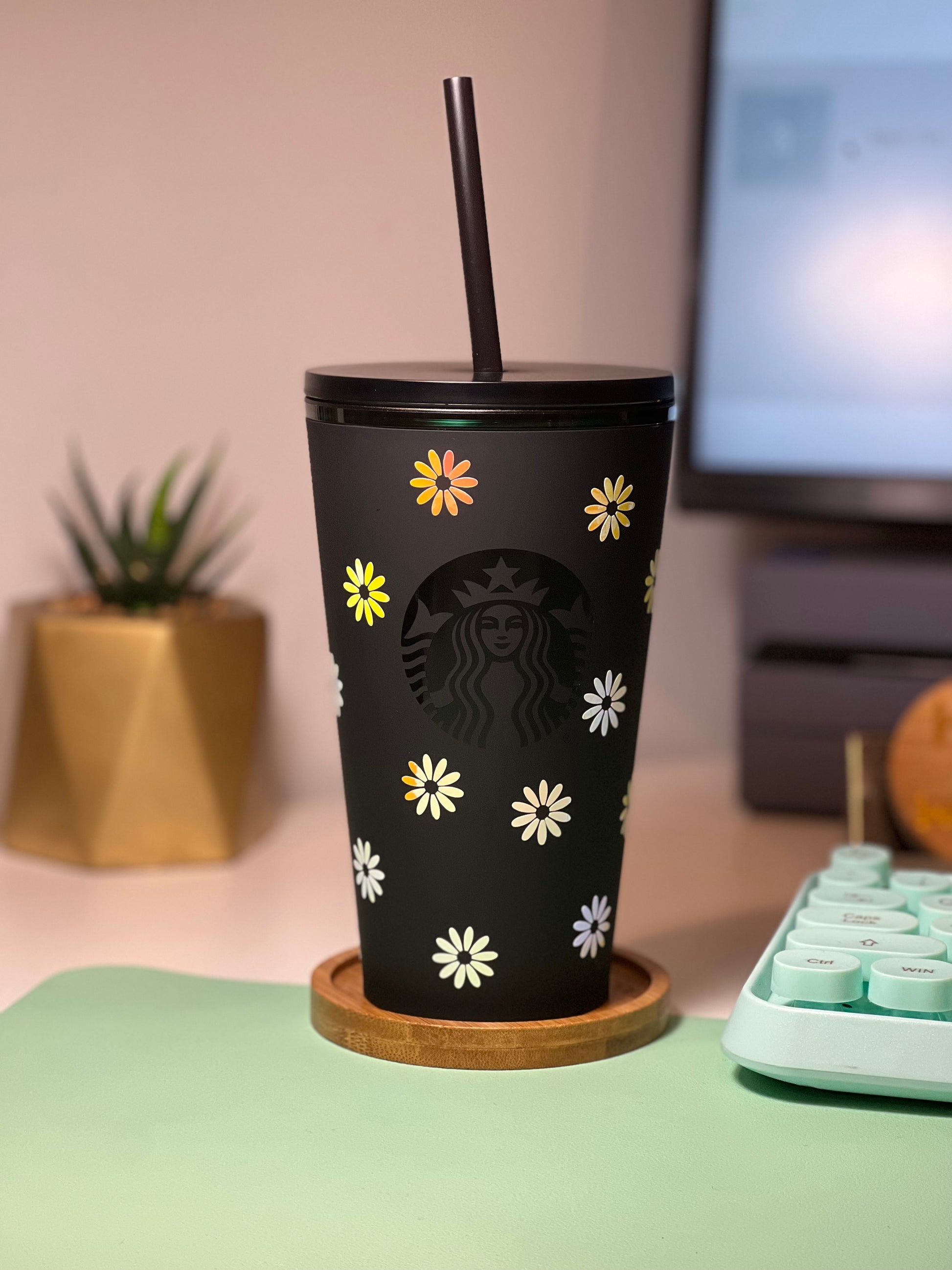 Starbucks Matte Black Tumbler With Design – The Rue Life